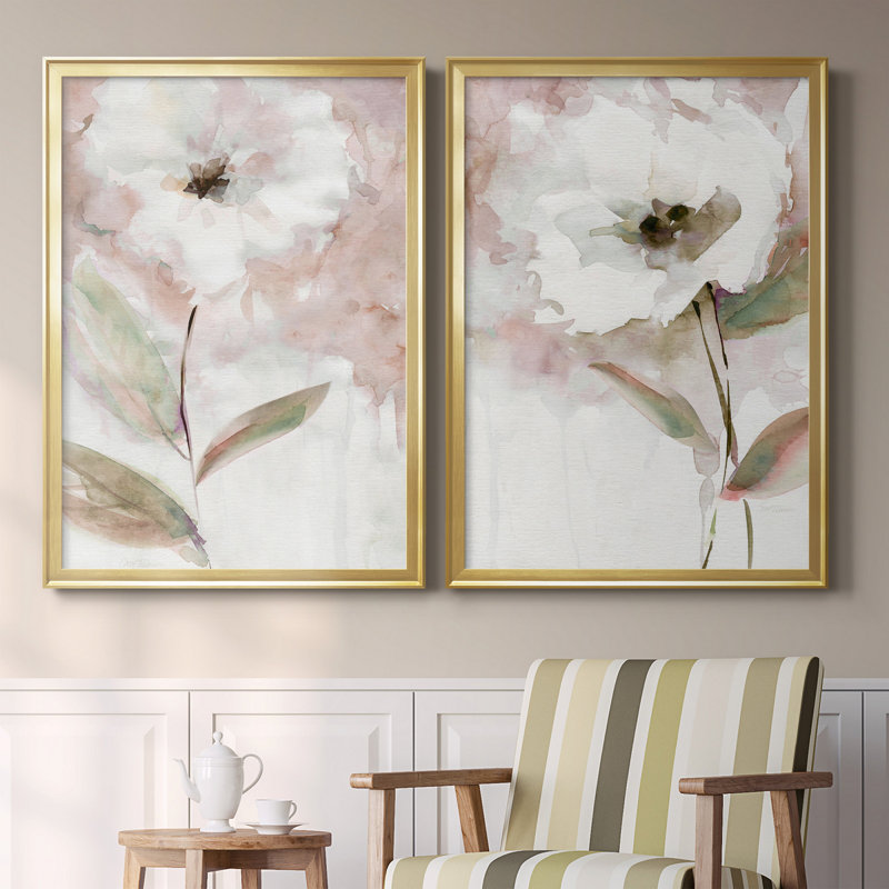Summer Bloom I - Ensemble de 2 peintures sur toiles, Gold Framed Canvas, H 30,5 po x l 85 po x P 1,5 po