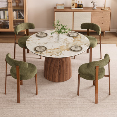 Adwin 51.18" Round Pedestal Dining Table Set
