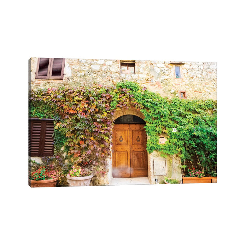 Typical House In Tuscan Medieval Village Of Monteriggioni by Terry Eggers - Gallery-Wrapped Canvas Giclée on Canvas