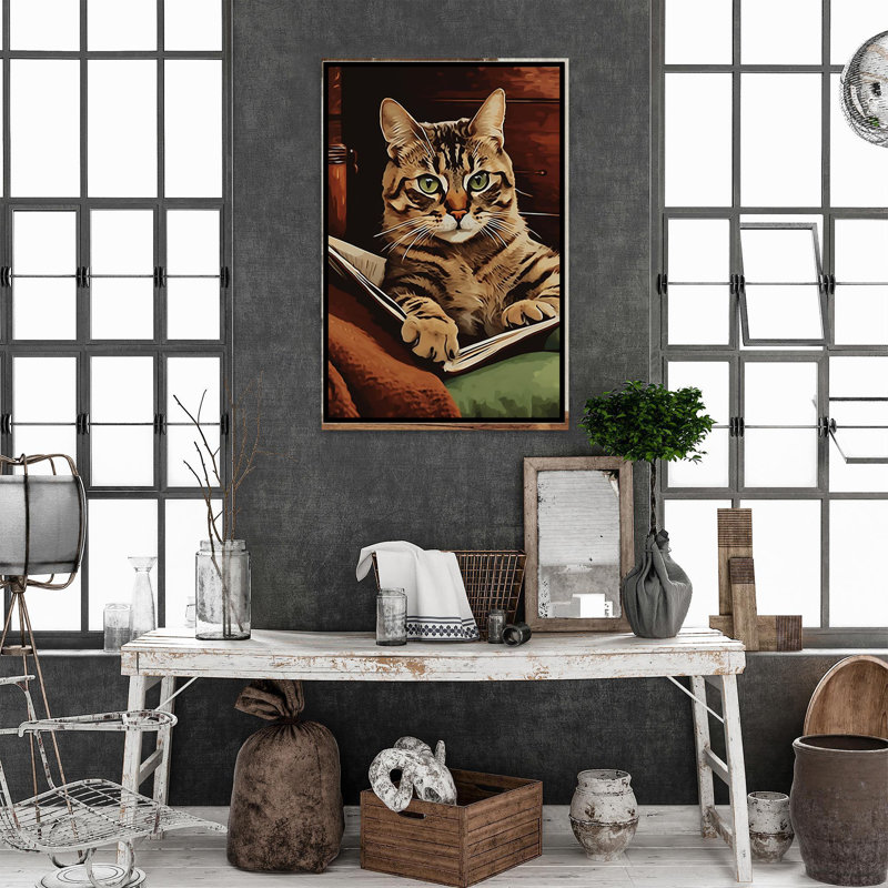 Chat - 1 pièce, impression sur toile rectangulaire, H 14 po x l 11 po x P 1,25 po