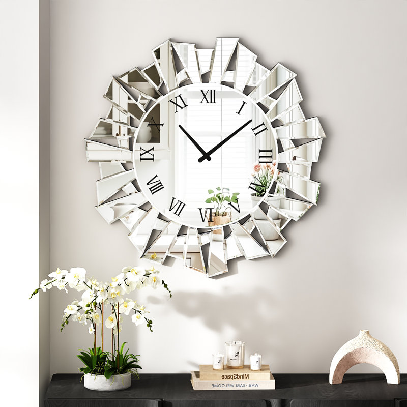Jeni Silver Glass Decorative Wall Clock