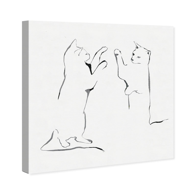 Cats Play Cats and Kitties - reproduction de dessin, Toile tendue, H 16 po x l 16 po x 1,5 po