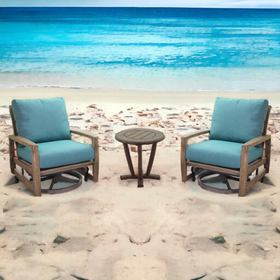 Ensemble de conversation en teck avec coussins sunbrella avalon courtyard