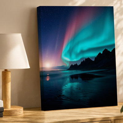 Canvas A Breathtaking Scene Of The Northern Lights Illuminating The Night Wall Art Sky Showcasing Vibrant Hues Of Teal Pink And Violet Canvas Wall Art