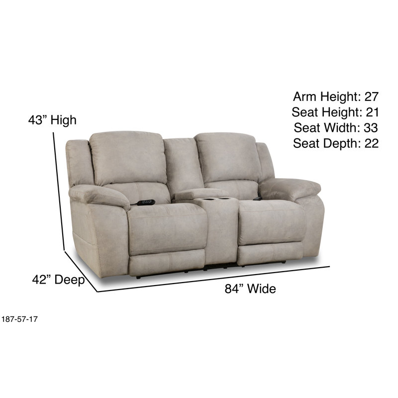 Maxwill 84'' Upholstered Power Reclining Loveseat, Tan Polyester