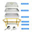 Prep & Savour 2pk 8QT-9QT Rectangular Semi-Gold-Plated Stainless Steel Chafing Dish
