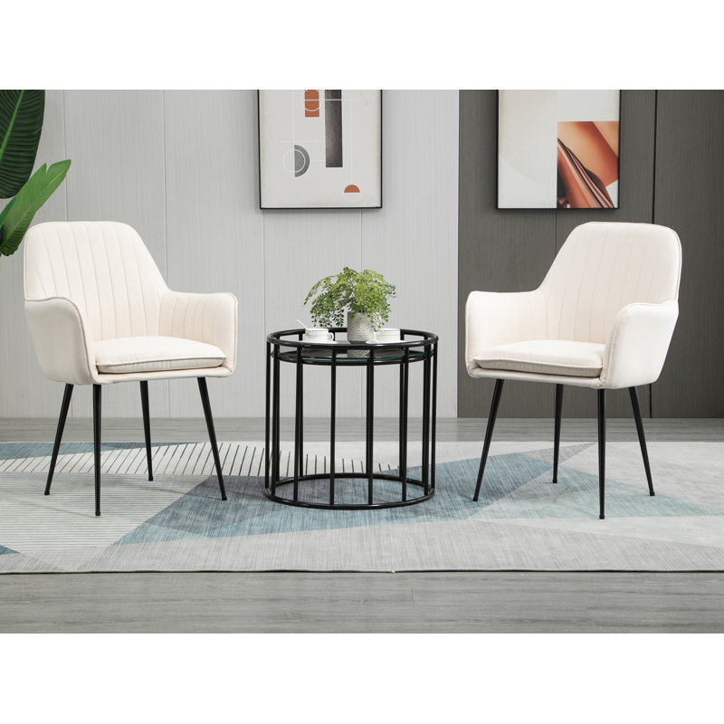 Beaury Fabric Armchair in Cream