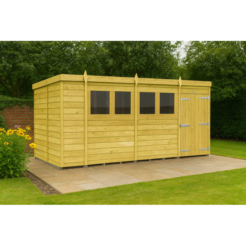 14ft x 7ft Pent Shed - Double Door with Windows