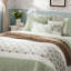 Courtepointe en coton double / grand 6 - sauge, dentelle, belle et literie en double / grand, bride, décor de chambre confortable