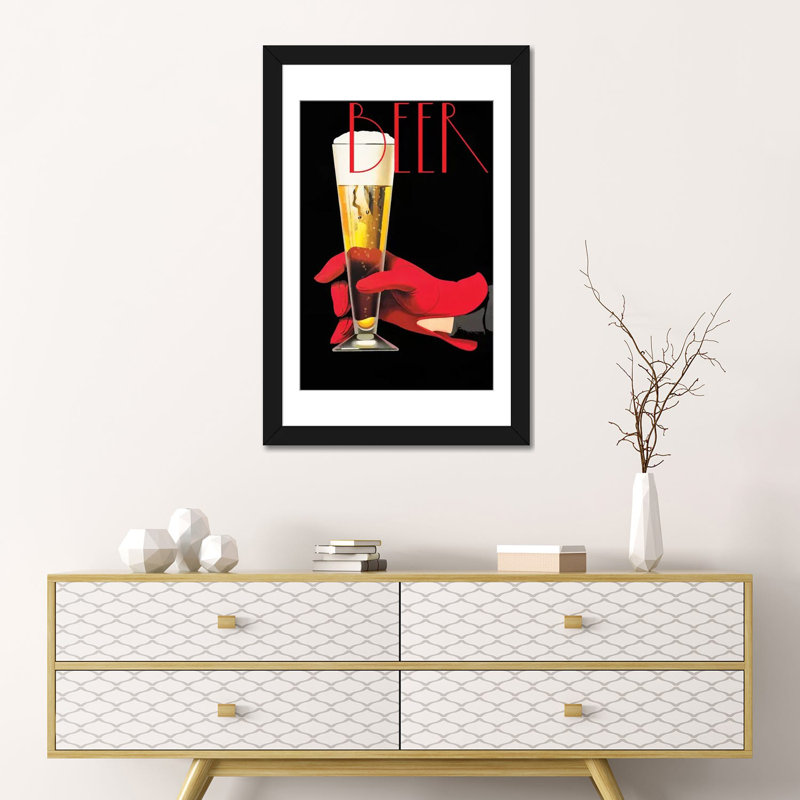« red gants bière », reproduction d’impression sur toile, H 26 po x l 18 po x P 1,5 po, Toile tendue, Pas de tapis