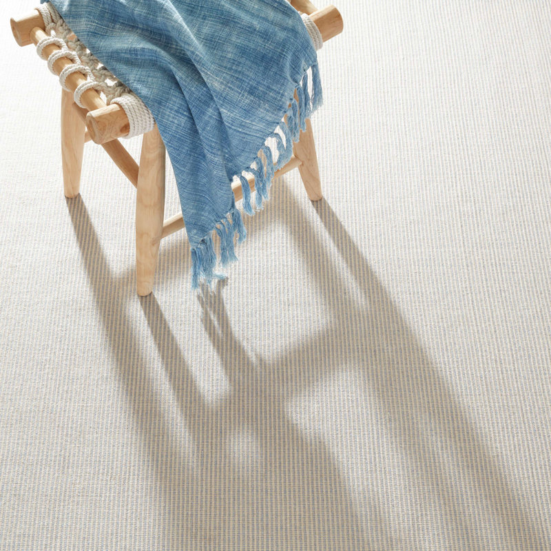 Haverhill Natural Handwoven Cotton Rug, French Blue, Rectangle 5' x 8'