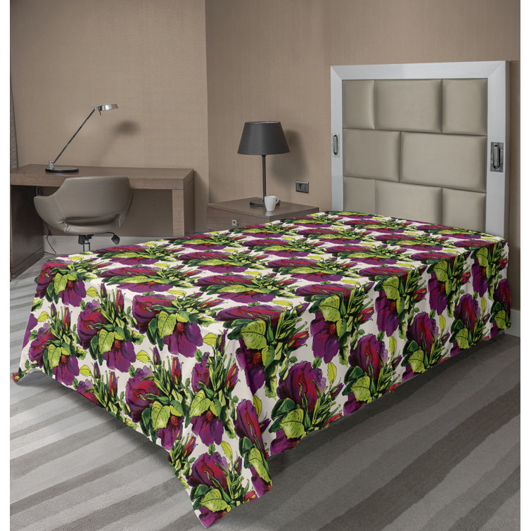 Drap plat à motif floral bohème Ambesonne