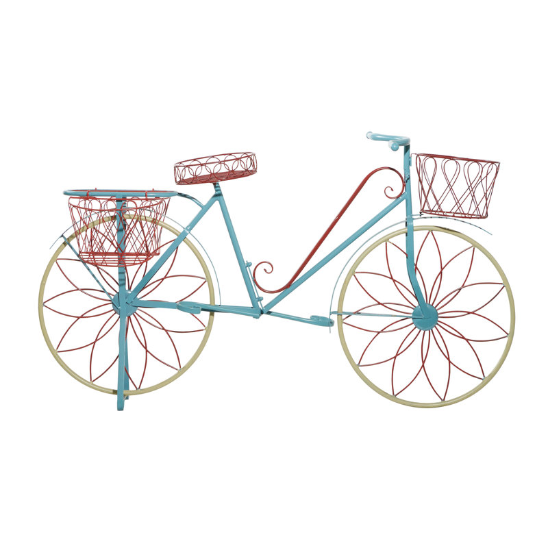 Support de plante en forme de bicyclette en métal Lutie, Vert / rouge