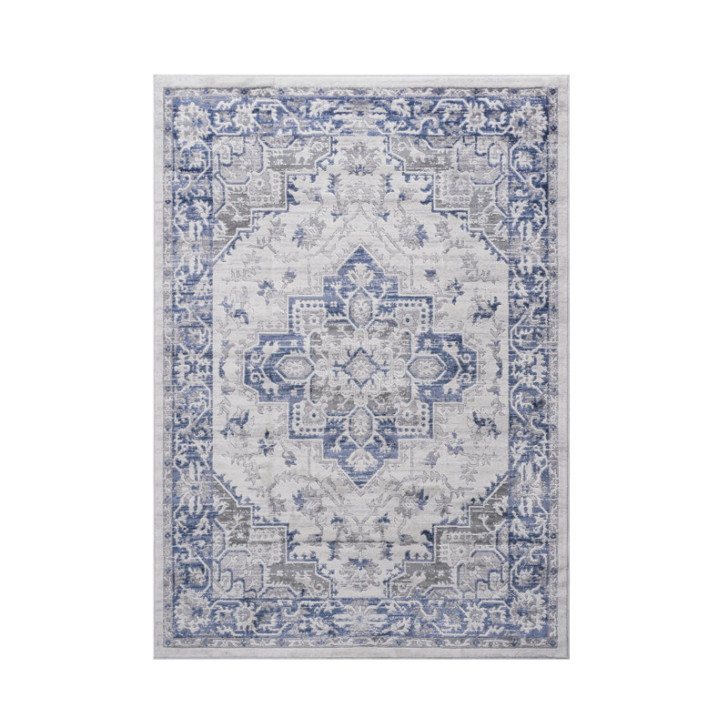 Tapis bleu / gris / oriental Collection 5X7