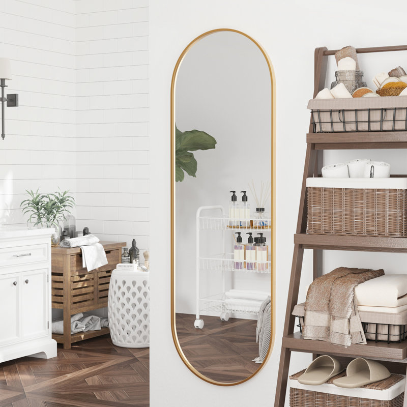 Miroir ovale pleine longueur pour entrée de salle de bain, Doré