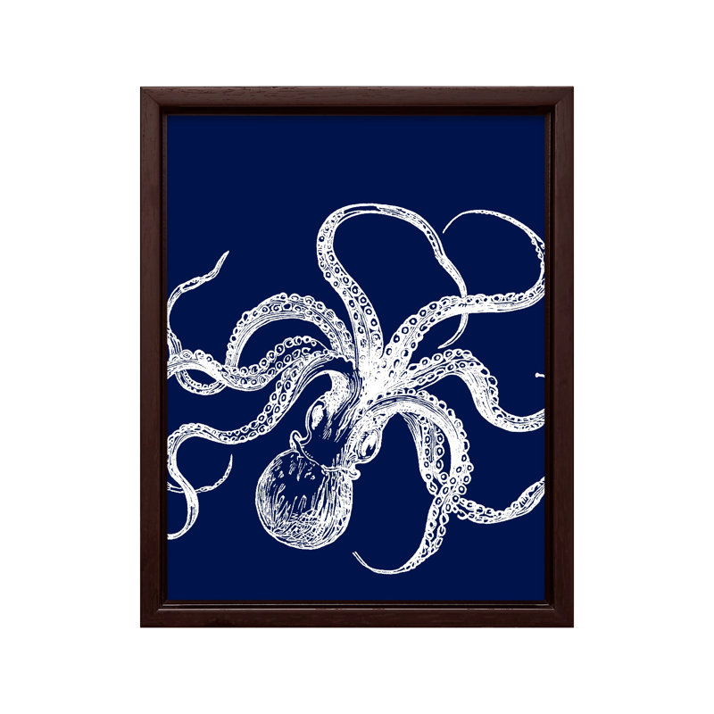 Octopus No1, Canevas, H 24 po x l 32 po, Encadrement brun