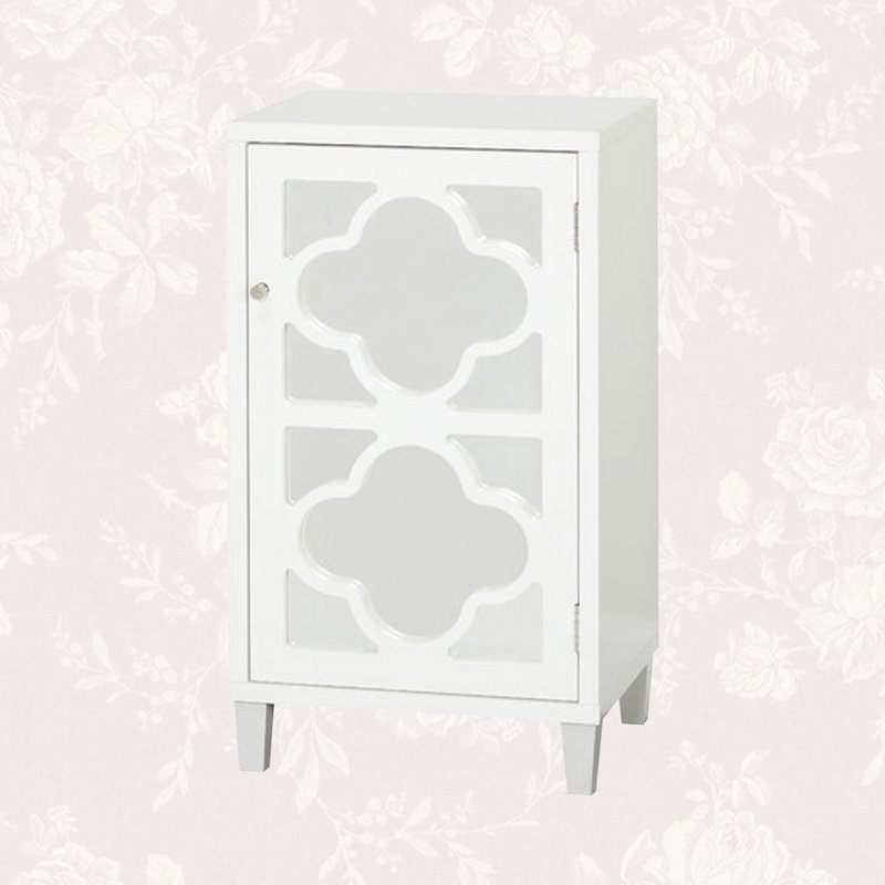 Wealdstone 1-Door Mirrored Accent Cabinet with Adjustable Shelf , White