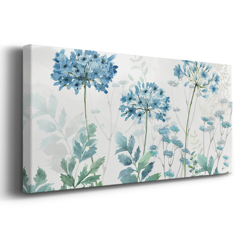 Agapanthe bleue - Toile tendue avec châssis - Prêt à accrocher, H 20 po x l 50 po