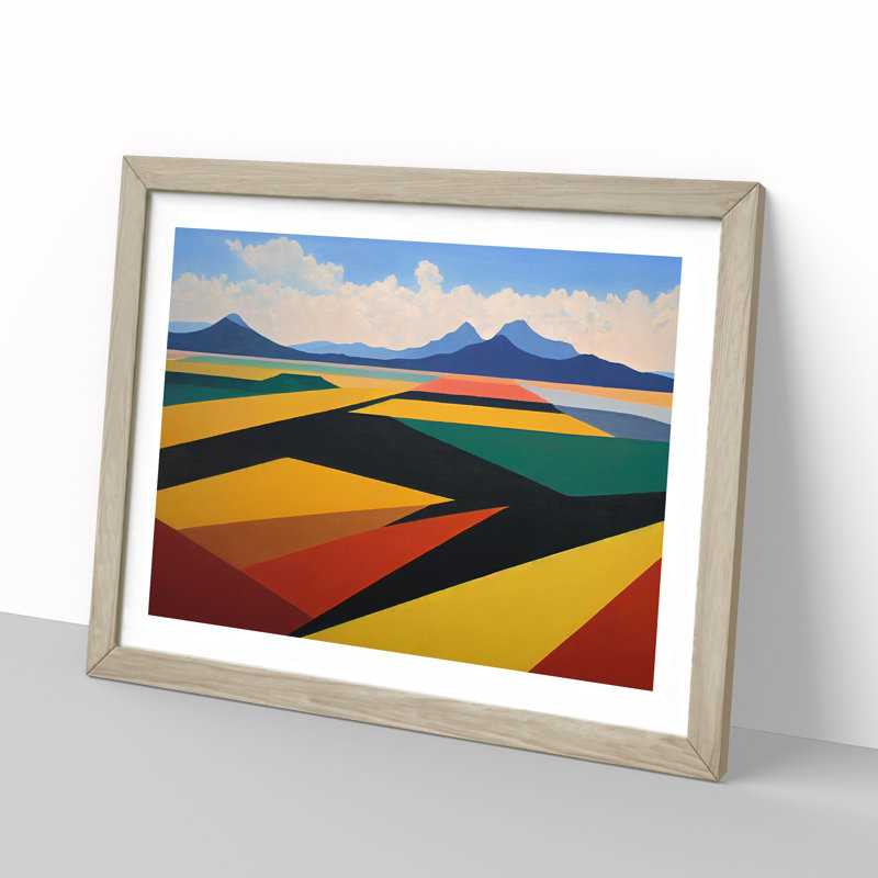 Abstract Meadow Landscape Vol.3 - Framed Print, 46cm H x 64cm W x 2cm D, Oak