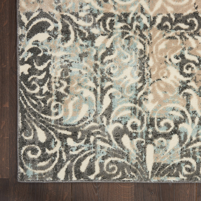 Springmont Polyester Gray/Charcoal Area Rug, Rectangle 4" x 6"