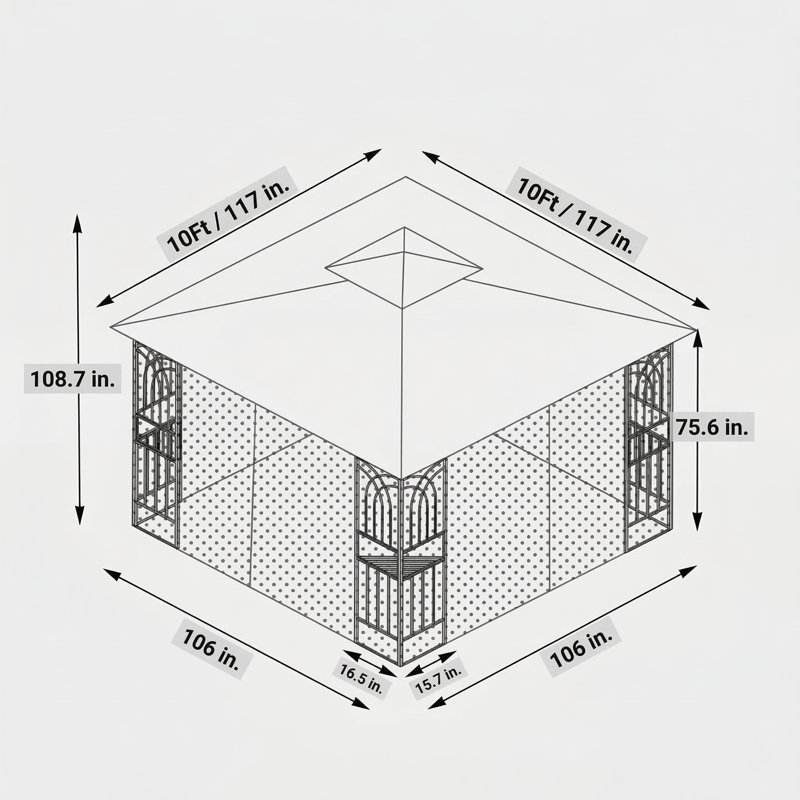 Outdoor Patio Canopy Tent Measuring 10x10 Feet, Features Ventilated Double Roof and Detachable Mosquito Netting on All Sides, Suitable for Lawns, Gardens, Backyards, and Decks, Brown Top