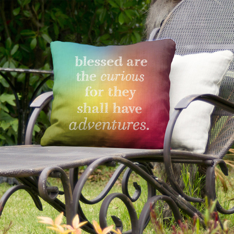 Outdoor Reversible Throw Pillow, 20" x 20", Yellow/Voilet/Red