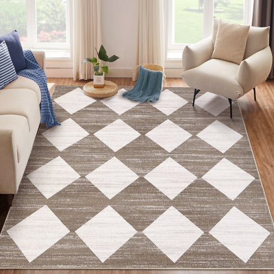 Tapis géométrique à carreaux pour le salon, la chambre à coucher et le vestibule