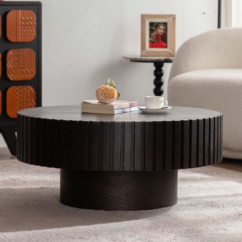 Table basse à piédestal Ansel, Noir, H 13,42 po x L 39,37 po x l 39,37 po