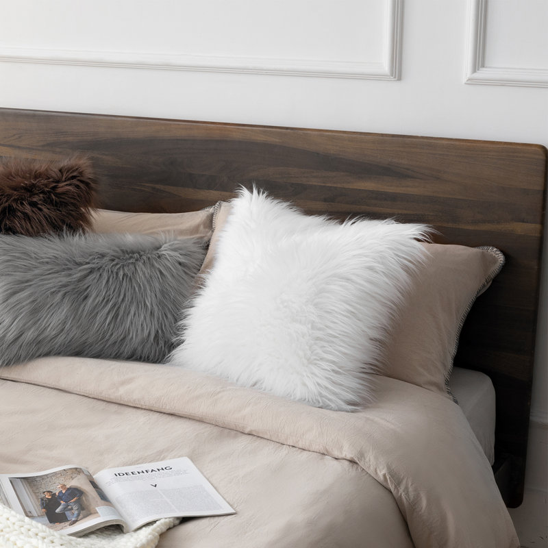 Chrismas Long Faux Fur Collection Square Throw Pillow, Square 22", Ture White, Pillow Cover & Insert