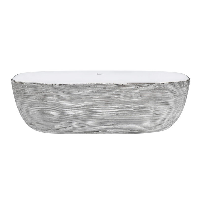 Ruvati 20 x 16 inch Bathroom Vessel Sink Gold Decorative Art Above Vanity Counter White Ceramic, Silver & White