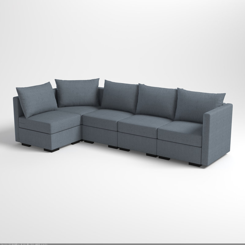 Canapé modulaire 5 places modulaire réversible et personnalisable pour la vie moderne, Mélange de polyester gris