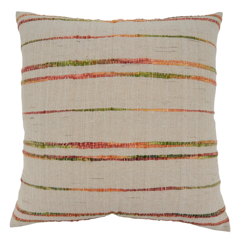 22"x22" Natural Woven Line Design Cotton Throw Pillow