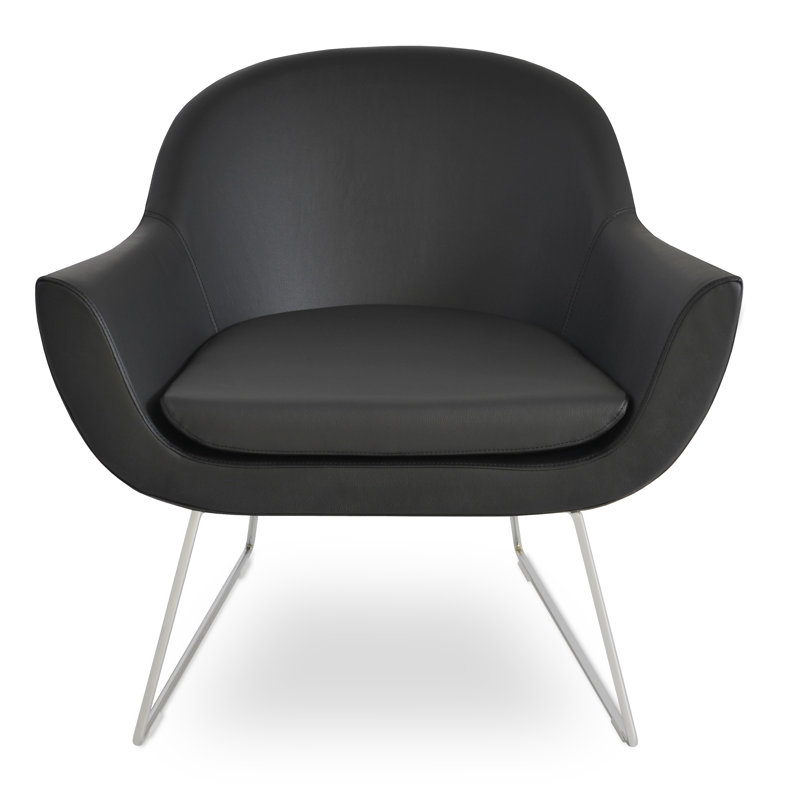 Fauteuil Madison, Chrome, Similicuir noir