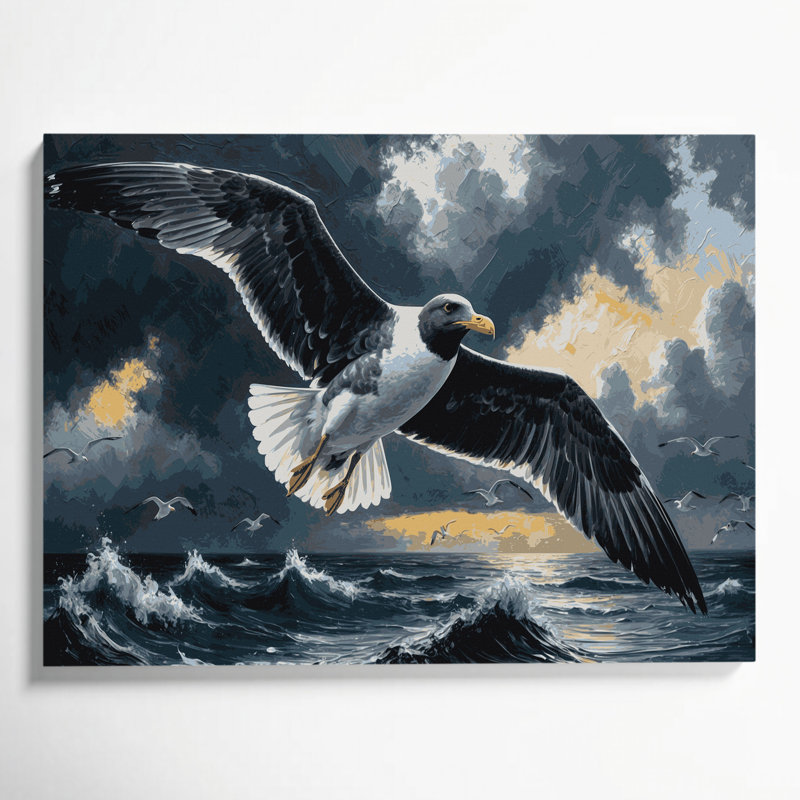 Oiseaux, art mural sur toile bleu, H 11 po x l 14 po
