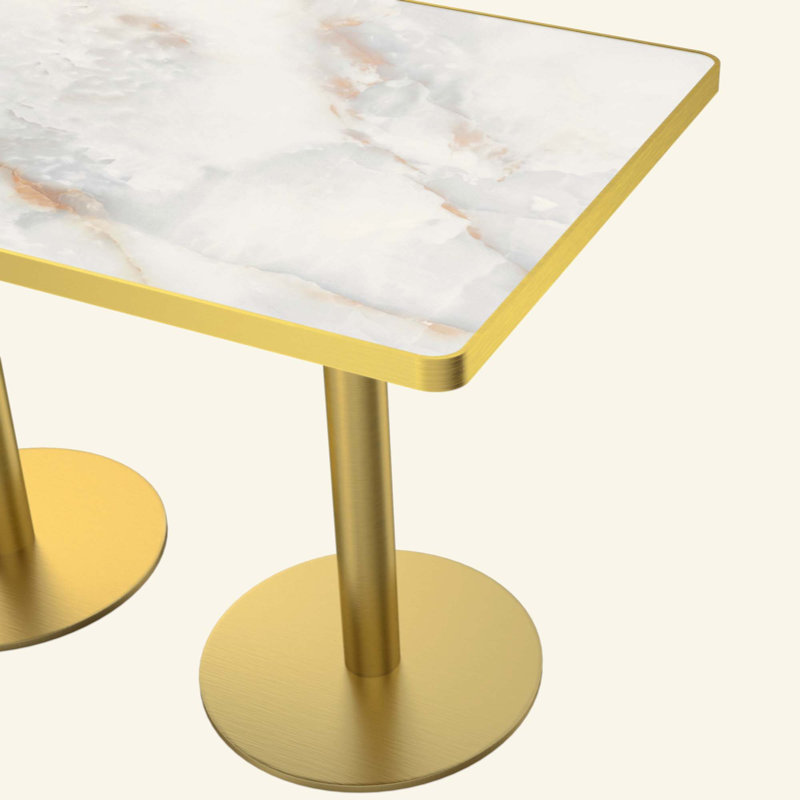 Table de salle à manger Tulipe de 47,24 pouces, plateau en pierre frittée avec impression luxueuse imitation marbre, base en acier inoxydable, surface résistante aux égratignures et à l'usure, imperméable, convient aux restaurants aménagés.