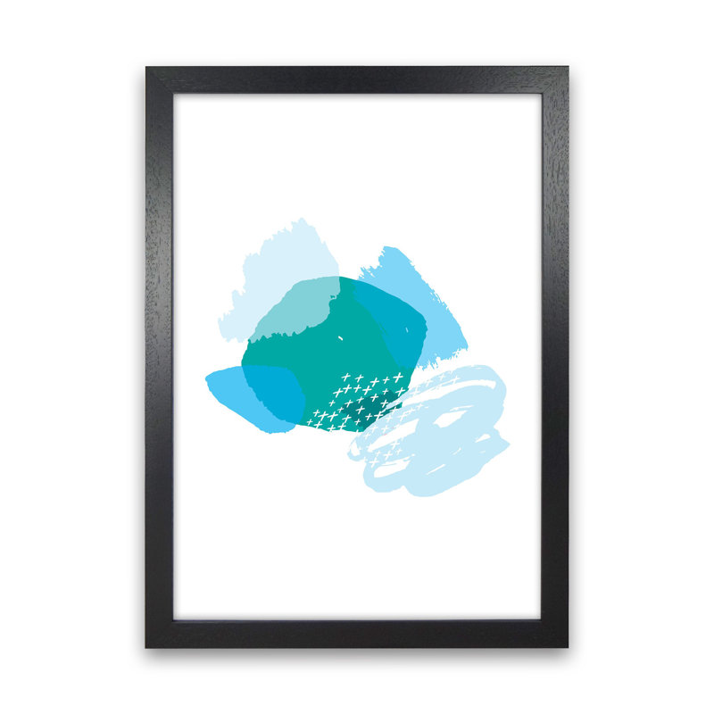 Mismatch Blue and Teal 1 Piece Wall Art, 29.7cm H x 21cm W x 3cm D, Black Framed