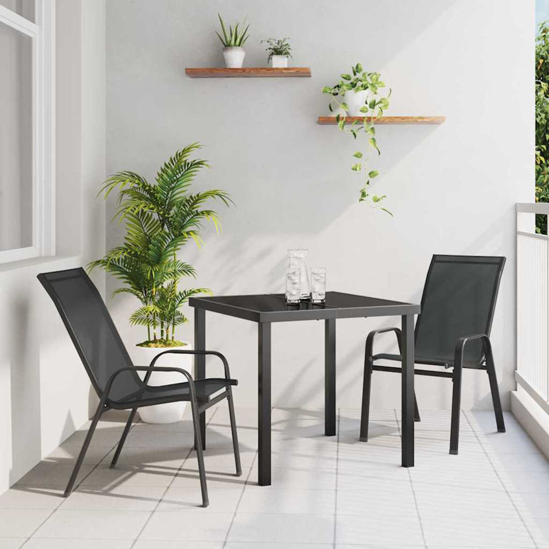 Vidaxl Garden Dining Set Powder-Coated Steel Outdoor Furniture Ensemble Patio