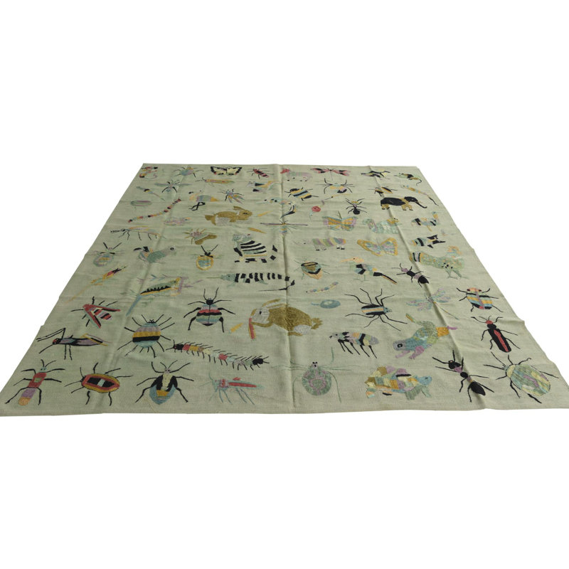 Tapis carré vert clair Odell