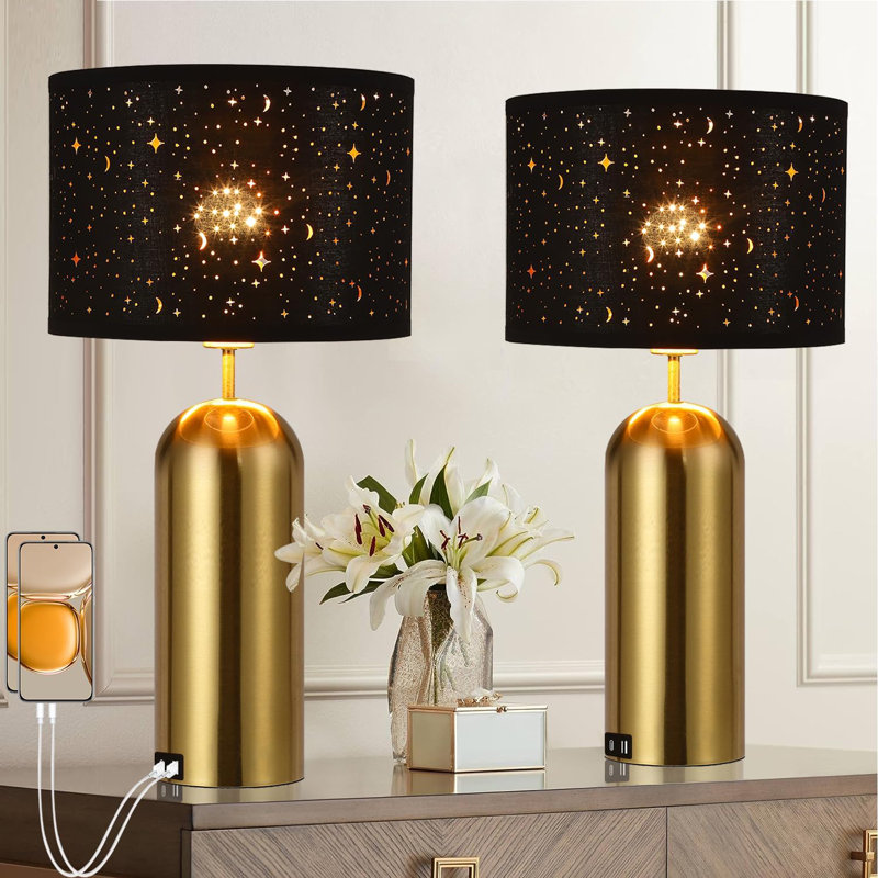 Set Of 2 Modern Touch Control Table Lamps With USB A+C Ports, 3-Way Dimmable LED Lighting For Living Room, Bedroom, And Office