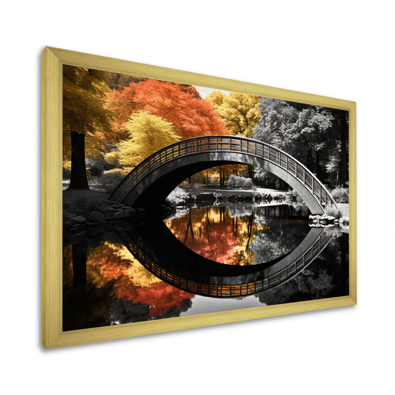 Orange pont, spectre monochrome - impression, H 30 po x l 40 po x P 1,5 po, Encadrement doré