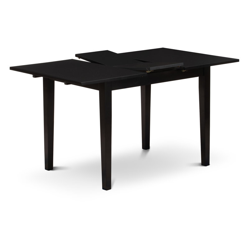 L'ensemble de cuisine 5 pièces pour 4 personnes comprend une table de salle à manger rectangulaire avec rallonge papillon et 4 chaises parsons en tissu de sable sable clair, noir