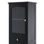 Armoire de rangement pour salle de bain de 63 po de hauteur avec portes en verre, deux tiroirs et tablettes réglables, panneau de fibres à densité moyenne, peint en noir - pour exposer vos articles préférés-47964480