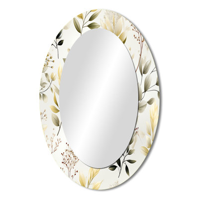 Delicate Ferns - Floral Oval Decorative Mirror On Metal