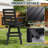 Outdoor Swivel Bar Stool, Carbon HDPE Patio Bar Chair With 360° Swivel & Ladderback, All-Weather Bar Height Stool For Deck, Porch, Poolside, Hot-Embossed Wood Grain-477537989