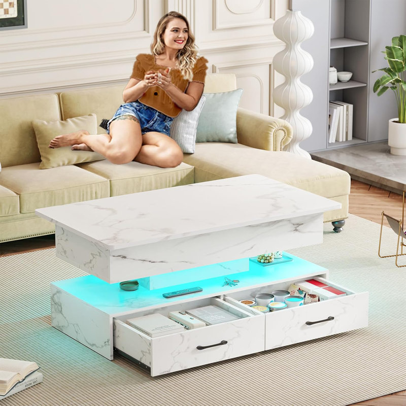 Julein Single Coffee Table, White Marble