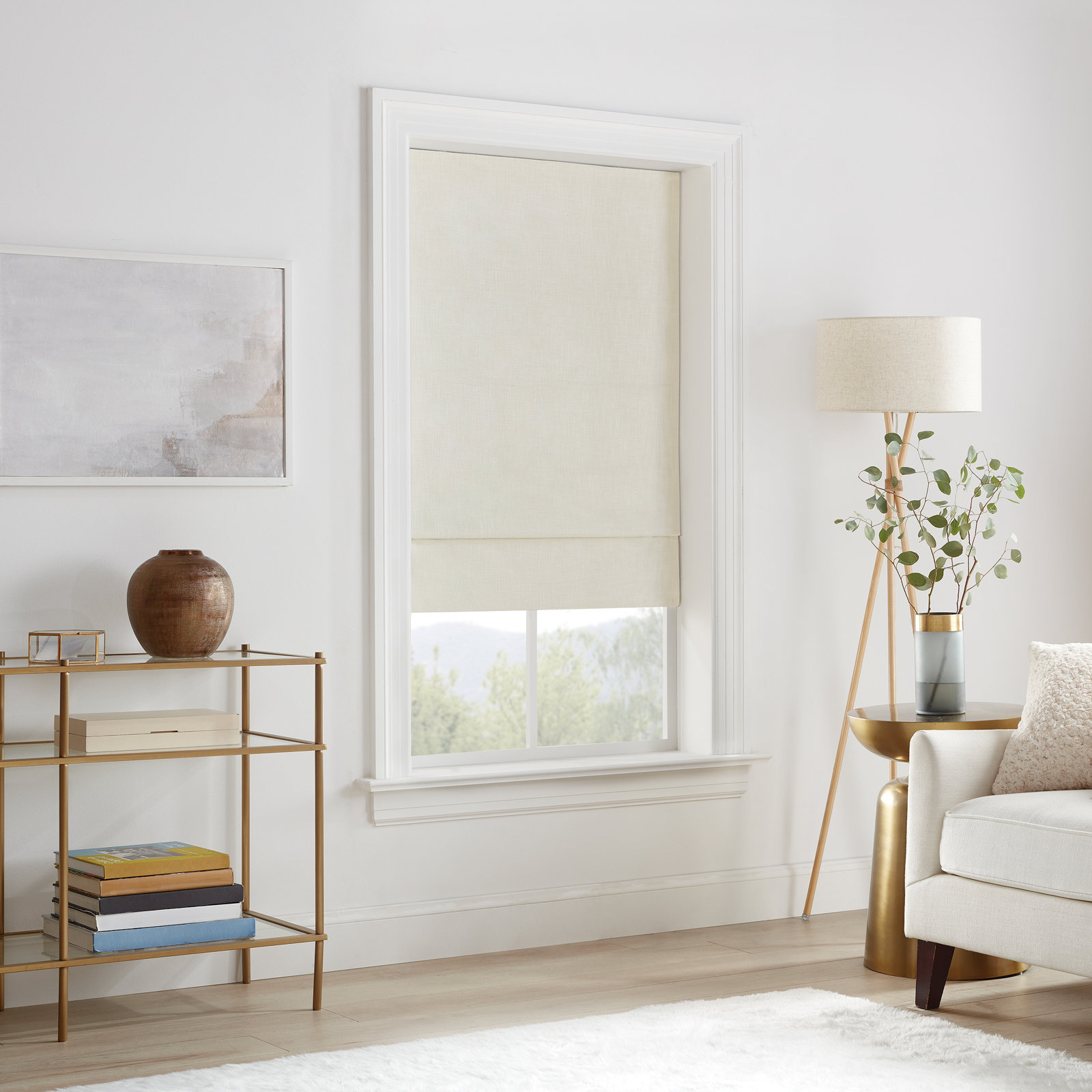 Eclipse Drew Blackout Roman Shade, 27"W x 64"L, Ivory