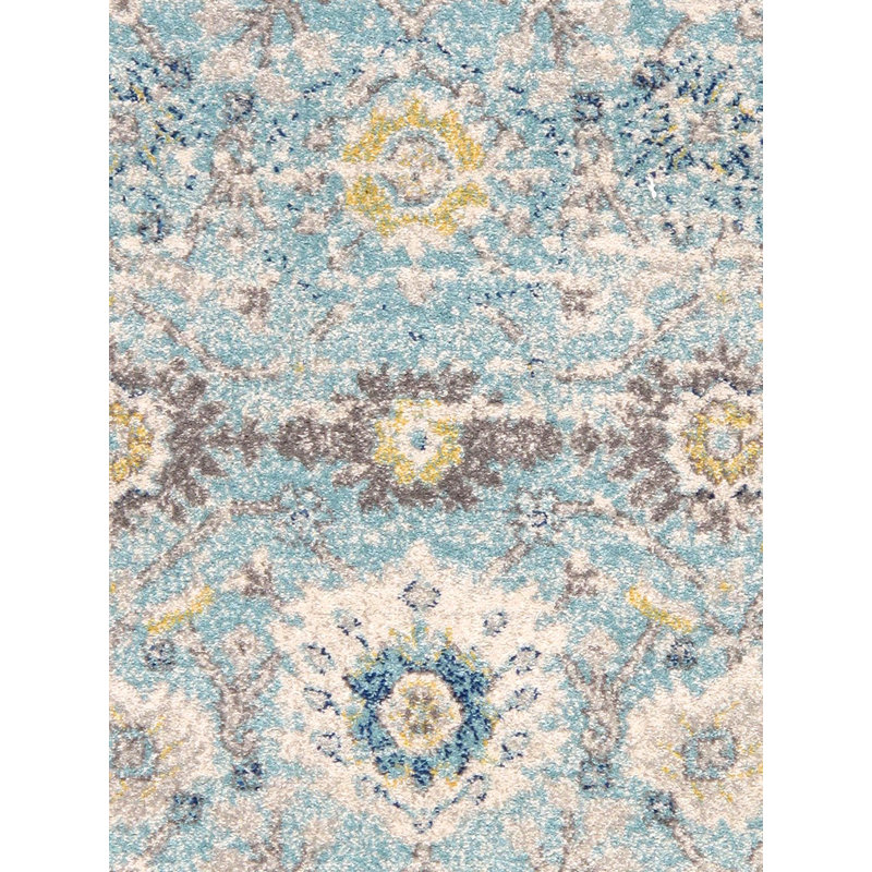 Chelsea Floral Seafoam/Beige/Gray Area Rug, Rectangle 5' x 7'6"