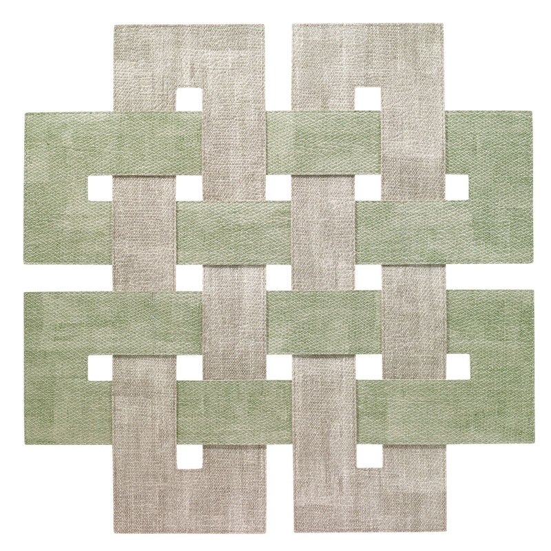 Celtic Vinyl Geometric Woven Placemat, Sage Granite