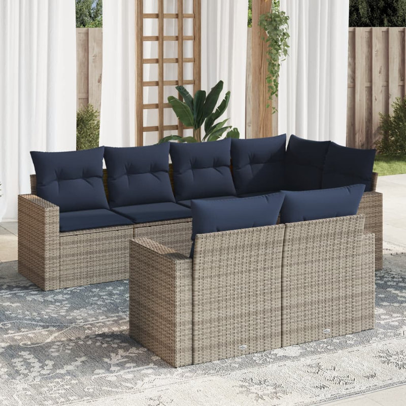 Ensemble de canapé de patio avec coussins 7 pièces Vidaxl