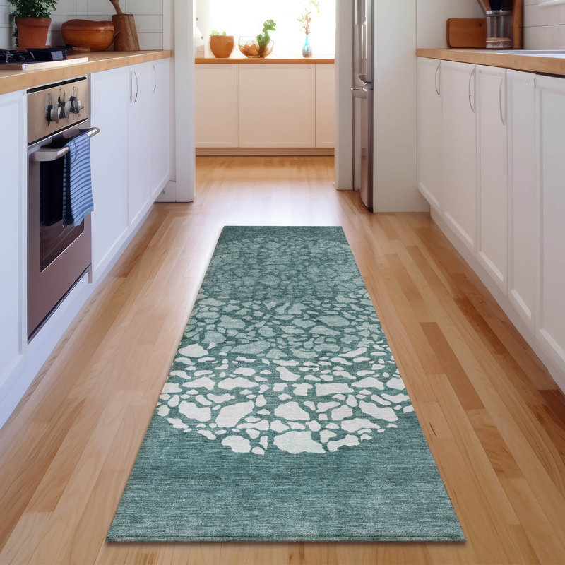 Premium Machine Washable Cerrito Teal Rug, Runner 2'3" x 7'6"